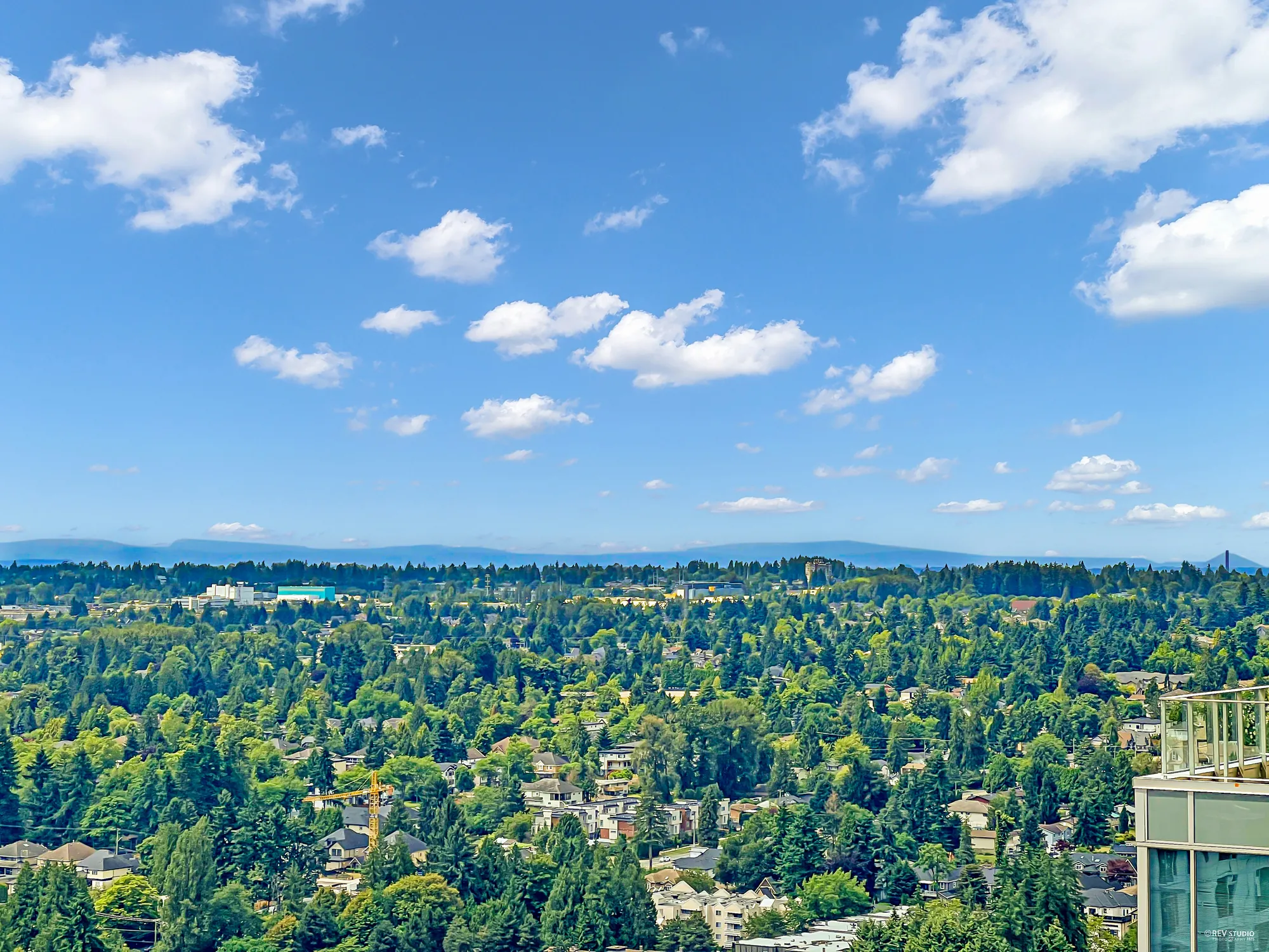 A low ridge of mountains along the southern horizon on a clear day